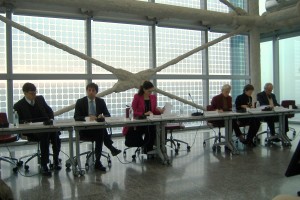 Il tavolo dei relatori durante la presentazione della Mostra "Fascino e Mito"