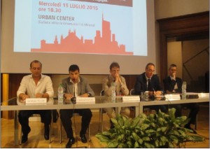 Gli oratori da sinistra: E.Novelli, C.Ferraro, F.Del Corno, G.Gallera e G.Bardelli