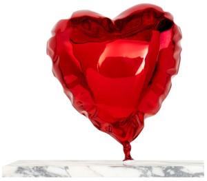 Mr.Brainwash-Balloon_Heart_Chrome_Red-painted_polished_bronze_on_marble_base-27.9 x 33 x 20.3 cm-2020-ES20-BH10-CR